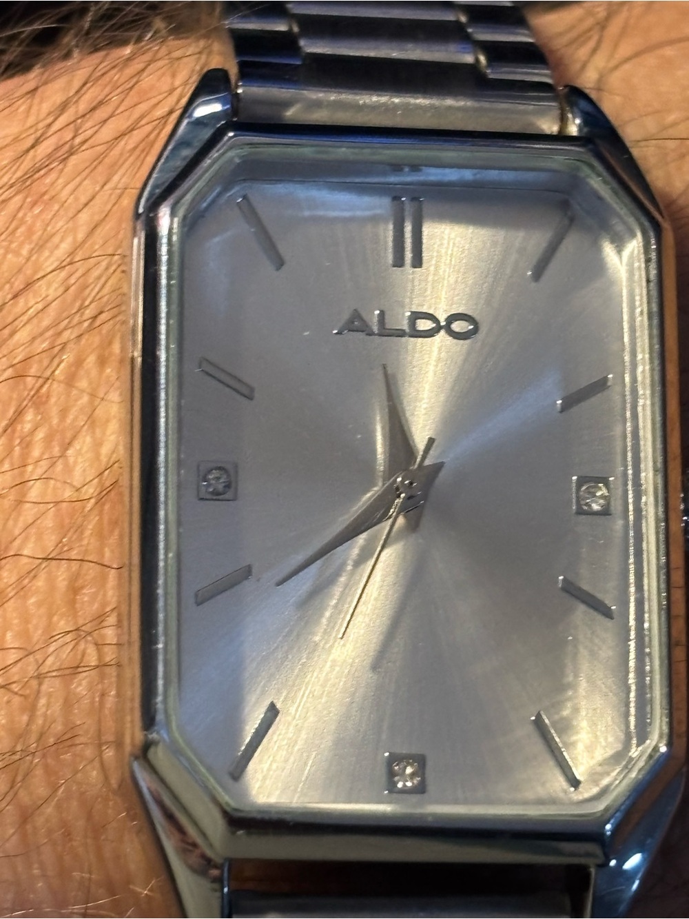 Aldo Silver-Tone Men's Rectangular Dress Watch